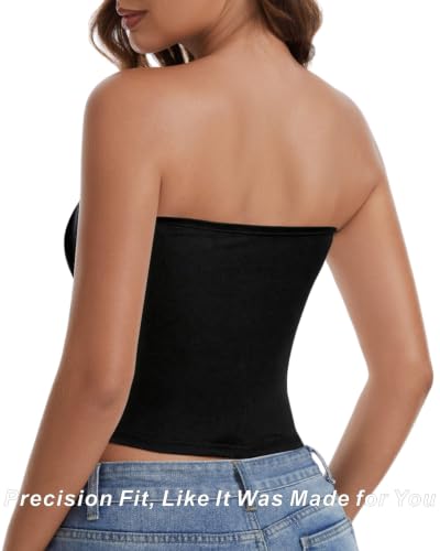 RanZZRan Women Strapless Tube Top, Double Lined Non-Slip Light Shapewear Backless Crop Top, Sleeveless Summer Short Tops — view 4
