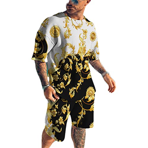 Survêtement 3D homme avec t-shirt surdimensionné et short de plage été taille 4XL OT958