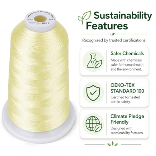 Image of Simthread Embroidery Machine Thread 5000M 40WT Polyester, Cream Brown 010 | 5000M 40WT polyester thread feeds smoothly for home or commercial embroidery projects.