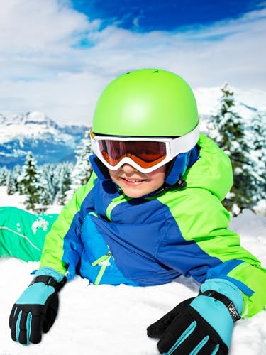 Image of Geyoga Kids Waterproof Winter Snow Ski Gloves for Boy Girl Outdoor Warm Thickening Snowboard Gloves