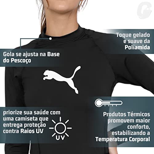 Camiseta Manga Longa UV50+, Puma, Feminino, Preto, G