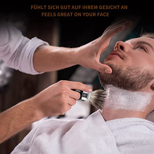 Foto von GRUTTI Rasierpinsel Dachshaar Echt - Rasurpinsel aus reinem Dachshaar, Griff aus schwarzem Edelharz und Metallakzenten, Premium Rasierpinsel für Rasierhobel Rasur und gründliche Rasur