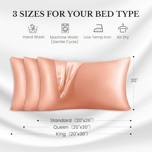 Image of THXSILK 100% 25 Momme Mulberry Silk Pillowcase for Hair and Skin Heath, Best Gift Choice, Grade 6A+ Silk Both Sides, Natural Mulberry Silk Pillow Cover with Zipper, 1pc (King 20 inchx36 inch, Rose Gold)