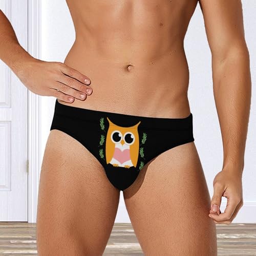 Cute Owl Mens Swim Briefs Quick Dry Swimming Trunks Training Swimsuit Low Rise Swimwear4