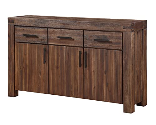 Modus Furniture Meadow Three Drawer Three Door Solid Wood Sideboard, Brick #TOP4