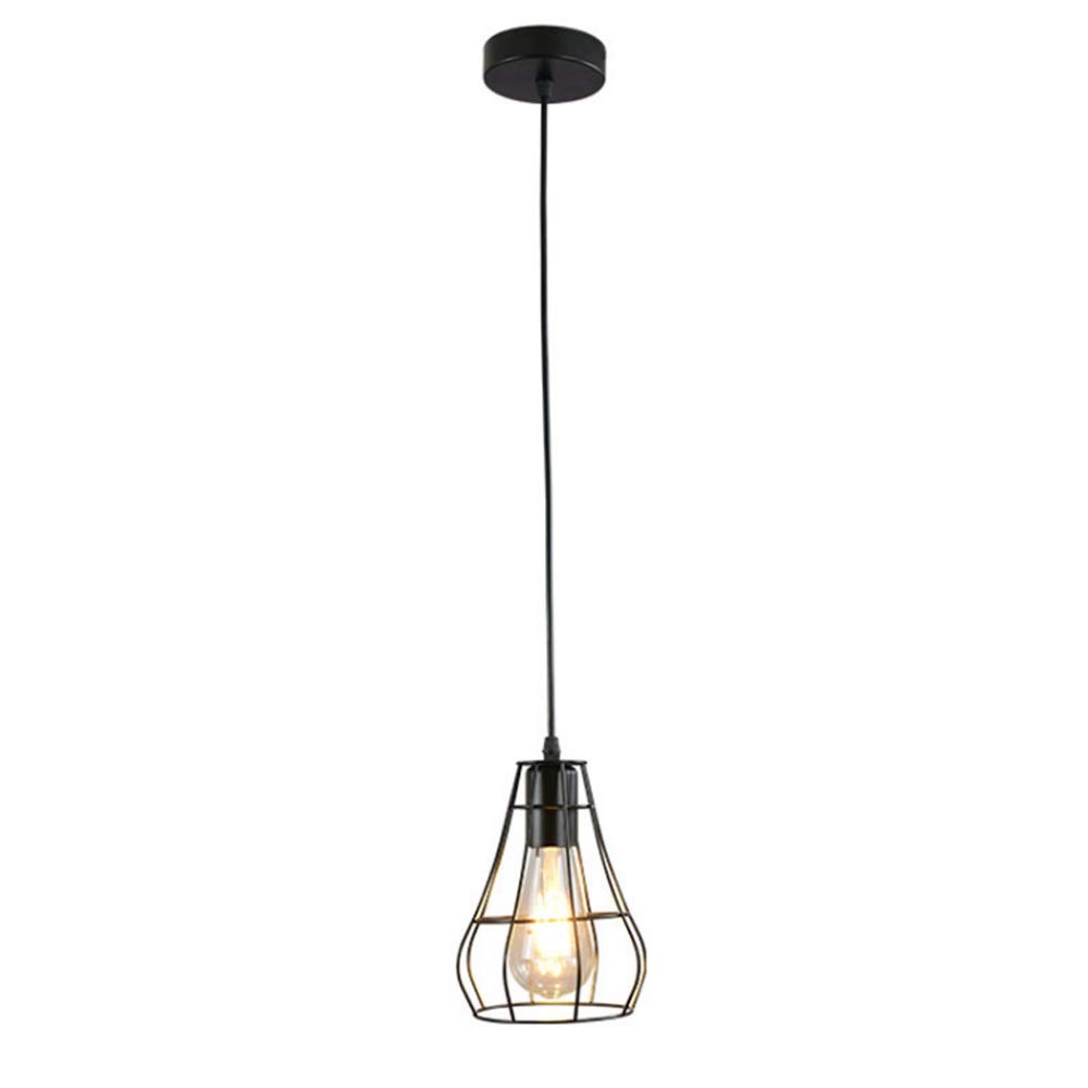 Suspension luminaire E27 antique Edison cage métal noir rétro pour plafond