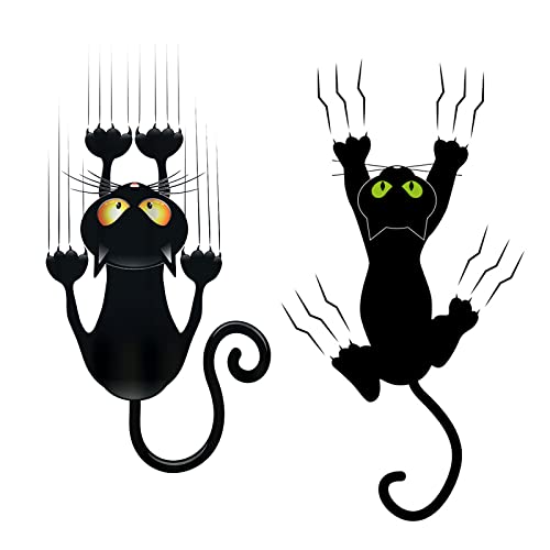 Stickers Voiture Chat, 2 Pièces Mignon Autocollant Chat Voiture Humour Autocollant Pour Décoration de Porte de Fenêtre de Voiture