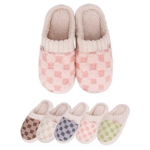 Cute Slippers Checkered Slippers Kawaii Home Slippers Fluffy Slippers Fuzzy Slippers Unisex