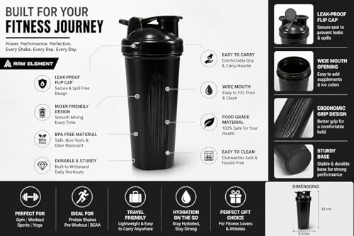 Image of Gym Duffle Bag with Protein Shaker | Waterproof Travel Sports Bag | Lightweight Fitness Bag for Men & Women | Gym Accessories Combo (Black) (All Black)
