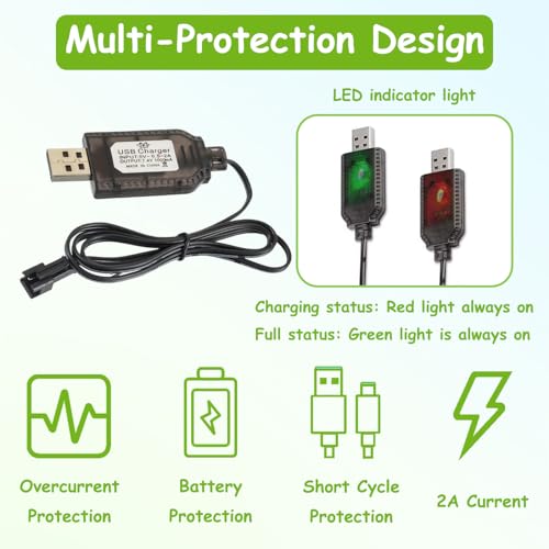 EPLZON 7,4 V Cable Carga de batería, Adaptador de Enchufe SM-2 Pines, Utilizado en avión RC, Tanque RC, Vehículo Modelo RC, Coche Buggy, Camión, Barco (2 Piezas) - imagen 6