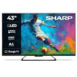 Sharp 43HR7365E - Google TV, 43' UHD,Frameless,144Hz, QLED HDR10,Dolby Vision HDR,Google Assistant con microfono,Chromecast,Bluetooth, Dolby Atmos 2x10W, HDMI 2.1 x4, USBx2, Color Negro
