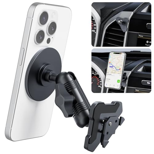 Surfcabin CNC Vent Phone Holder Magnetic Air Vent Phone Holder Cradles Mount Compatible with F150 2015-2020 & Super Duty F250 F350 F450 2017-2021 Full Metal Bracket for Most CellPhones