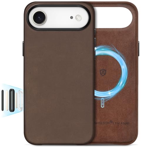 Image of SHIELDON Genuine Leather Case for iPhone Air 6.5 inch, Crazy Horse Dark Brown
