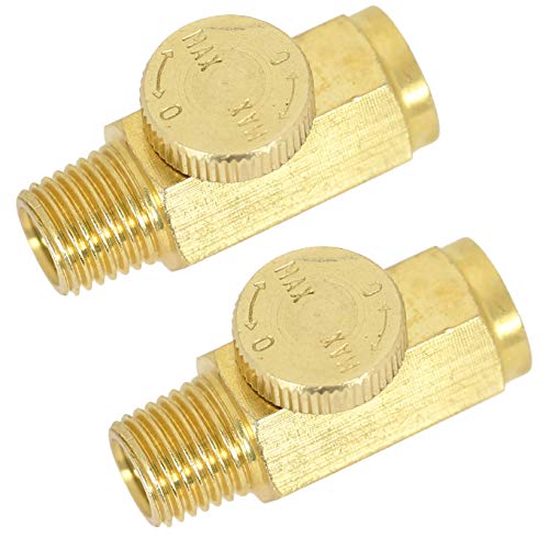 UFFY Brass In-Line Air Flow Regulator Control Tool Valve 1/4" NPT (2)