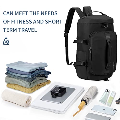 Gym Bag Backpack 4 Ways For Women And Men, Travel Duffel Bag Backpacks For Sports, Gyms Weekend Water Repellant Dufflebag With Shoe Compartments, Lightweight Adjustable Strap Carryon Gymbag, Black #TOP6