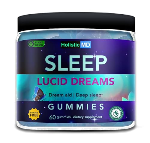 Holistic MD Lucid Dreams Deep Sleep - Mugwort Herb 5 htp Mucuna Pruriens Choline Supplements - Gummies Sugar Free Vegan 60 ct