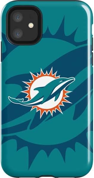 Vista 9 de Skinit Impact Phone Case Compatible with iPhone 11 - Officially Licensed NFL Miami Dolphins Black & White Design