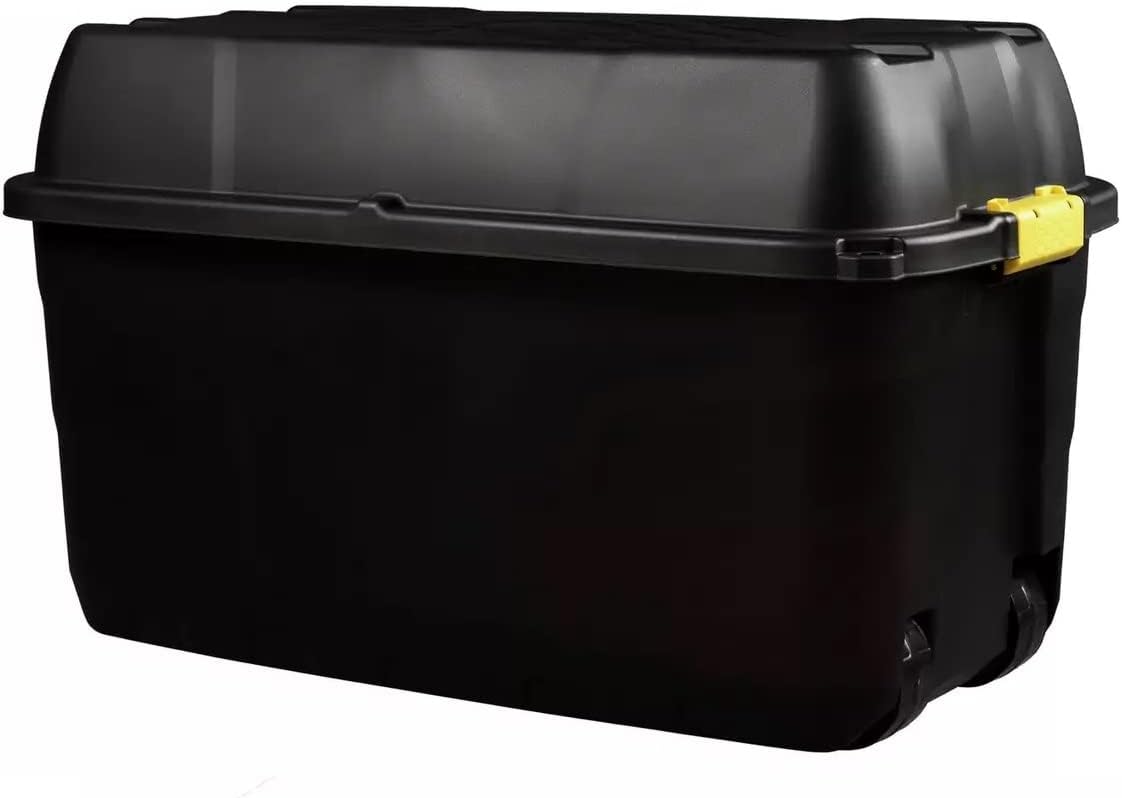 Strata Heavy Duty 75 Litre Storage Container Box with Wheels, Black, 77x 42x 40 cm Amazon.co