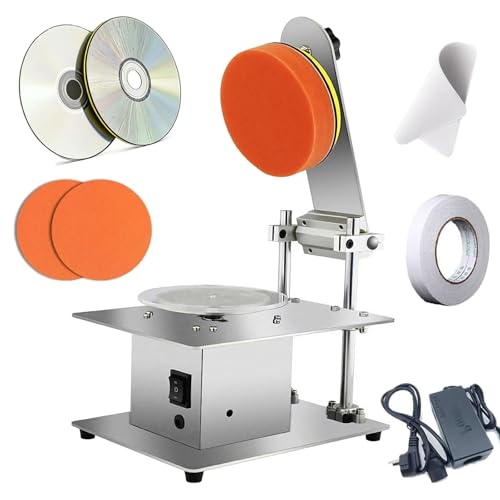 Máquina pulidora de DVD/CD, máquina limpiadora de reparación de discos DVD/CD, pulidora de discos con chasis engrosado de manchas de acero inoxidable ajustable de 7 velocidades, 1000 6000r/min,