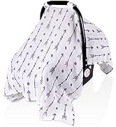 Muslin Cotton Baby Car Seat Canopy for Summer, Rquite Soft Breathable Unisex Large Infant Carseat...