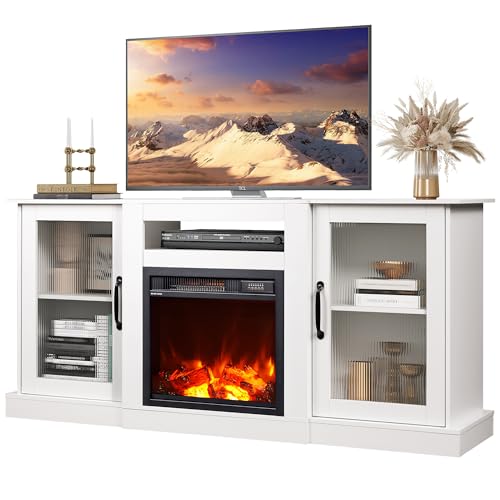 WLIVE Fireplace TV Stand for 65" TV, Entertainment Center with