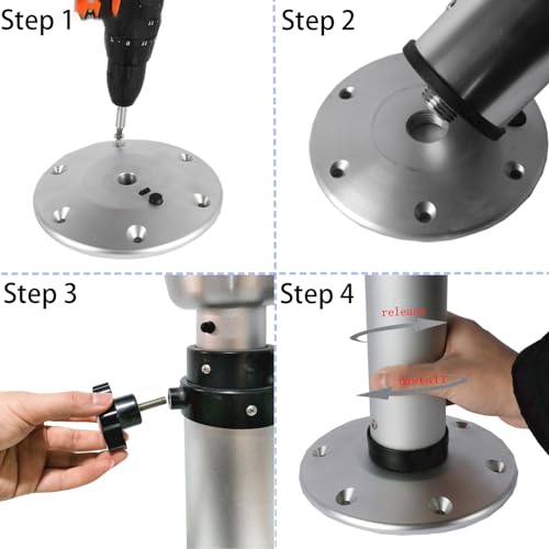 HWHongRV Verstellbares Tischbein für Wohnmobil, 43,2 - 71,1 cm, ein breites Spektrum an Höhenverstellung, Tischsockel kann leicht zerlegt werden, aus Aluminium für Wohnmobil, Marine, Boot