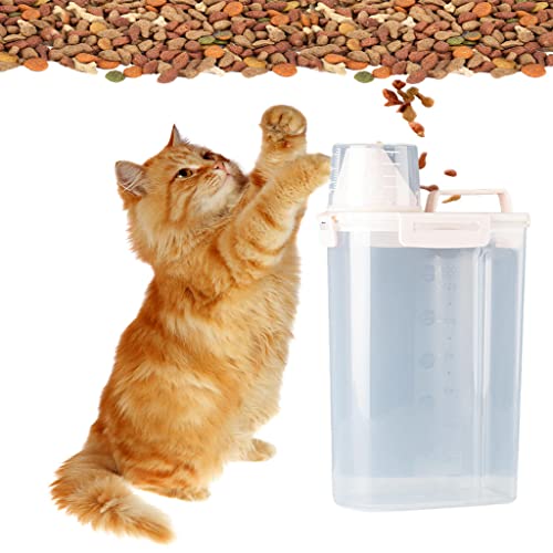 Magideal Storage Container, Small Dog Food Container With Measuring Cup, Cat Food Container With, Seal Buckles, Beige Large #TOP4