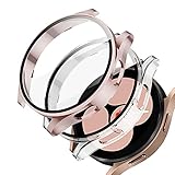 Haojavo 2 Pack Case for Galaxy Watch 4 40mm with Tempered Glass Screen Protector,Full Hard PC Ultra-Thin Scratch Resistant Bumper Protective Cover for Samsung Galaxy Watch 4 40mm Accessories