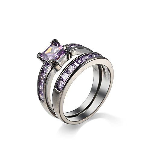 Bague améthyste pour femme et alliance de mariage en argent