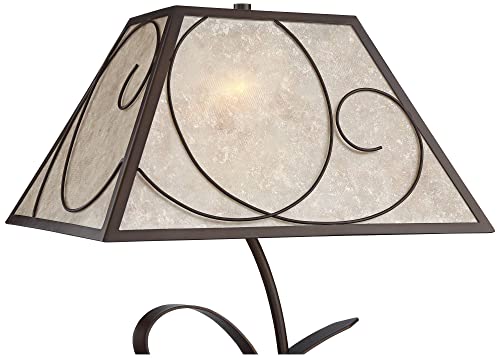 Franklin Iron Works Teri Rustic Farmhouse Country Cottage Table Lamp 27" Tall Brown Metal Floral Light Mica Tapered Shade For Bedroom Living Room Nightstand Bedside Night Stand Office Kids Room #TOP2