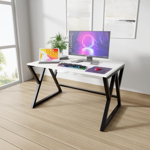 Image of Riyan Luxiwood Daffodil Computer Table in Engineered Wood with Flat Surface, Multi-Usage Laptop Desk & Home Office, Desk Sturdy Gaming Table (White, Small)
