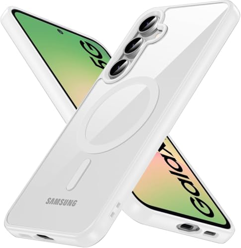Image of DIZORO Compatible Samsung Galaxy A56 5g Case,Compatible with MagSafe, Non Yellow Military-Grade Drop Protection & Hard PC Back Cover Slim Transparent Anti-Scratch Shockproof Phone Case- MagWhite