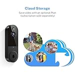 1080P Wireless Video Doorbell Camera with Chime Ringer, Night Vision, Cloud Storage, 2.4GHz Wi-Fi, Smart AI Human Detection, 2-Way Talk, Real-Time Alert, Battery Powered for Home Security (Black) - Image 4