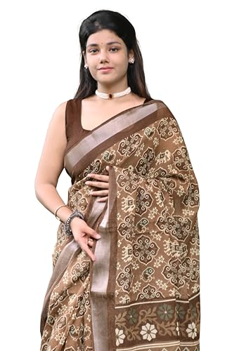 Image of MIRCHI FASHION Saree for Woman Cotton Blend Printed | Traditional Ethnic Sari for Ceremonial Use and Farewell with Blouse Piece