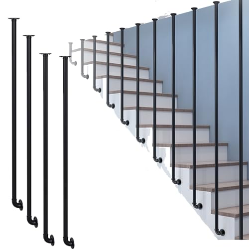 Barandilla de hierro forjado negro para escaleras de villas y porches elegantes