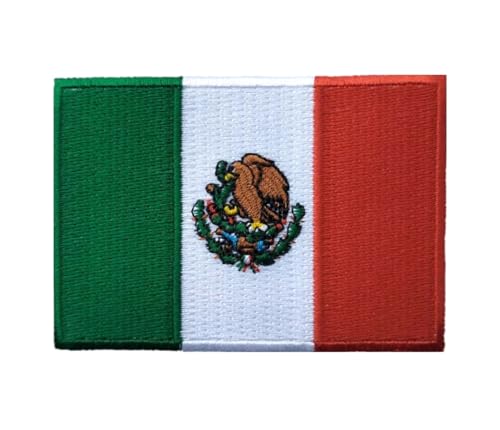 PatchClub Mexican Flag Patch, 3.15 inches - Hook and Loop, Parche Bandera de Mexico, Escudo Águila, Premium Embroidered - Colorful Border - Mexico Patch, Uniforme Emblema