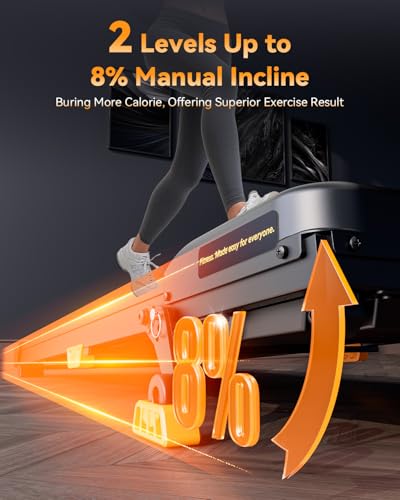 Image of Walking Pad Treadmill, WALKWAKE 8% Incline Walking Pads, Compact Under Desk Treadmill for Home, 330lb Capacity 2.5HP Running Machine for Walking Jogging with LED Display, Black