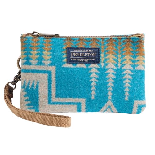 Pendleton Three Pocket Keeper, Harding Turquoise Wool, 7.25W x 4.5H inches, Wrist Strap