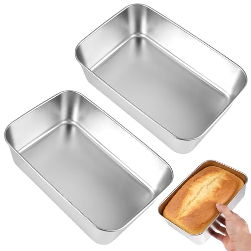 2 Stück Edelstahl Brotbackform Toastbrot, 22x15x6.5 cm Kuchenform Rechteckig mit Antihaftbeschichtung, Brotformen zum Backen, Leicht zu Reinigen und Spülmaschinenfest, für Brot, Kuchen, Toast(Silber)