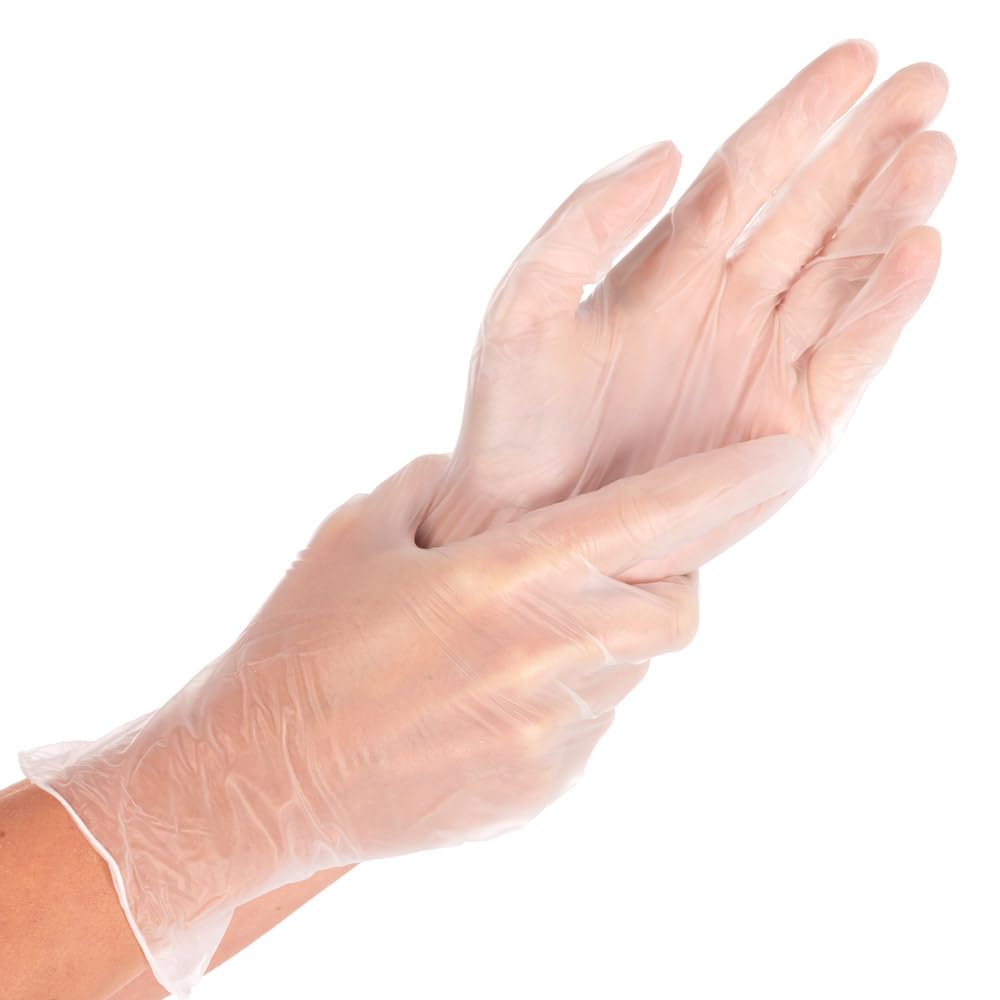 Franz Mensch Hygostar rękawiczki winylowe Ideal Light, przezroczyste, rozm. 10/XL | bez talku, 1000 sztuk, jednorazowe rękawiczki bez lateksu, rękawiczki jednorazowe z rolowaną krawędzią