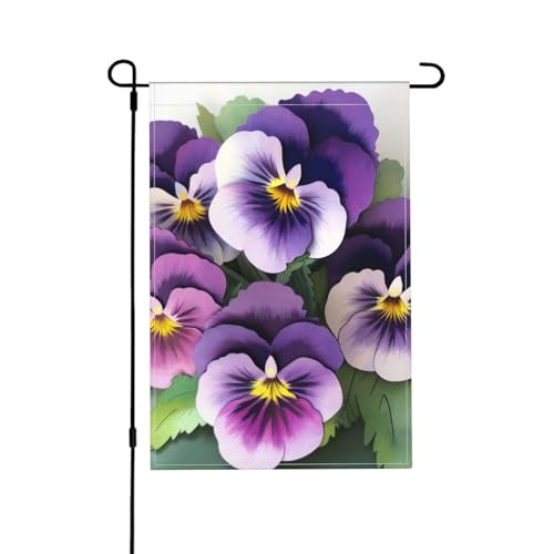 Bandiera da giardino con fiori delle viole del pensiero, bandiera del Ringraziamento, 45 cm x 30 cm, bandiera vintage da giardino per vacanze corte e cortile, adatta per tutte le stagioni