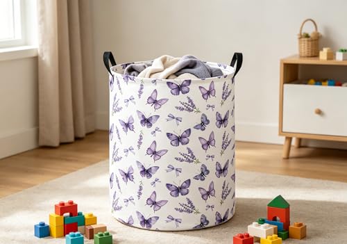 Image of Baby Laundry Hamper kids laundry Basket Waterproof Laundry Bag for Bedroom Clothes Organizer Room Decor(Butterfly)