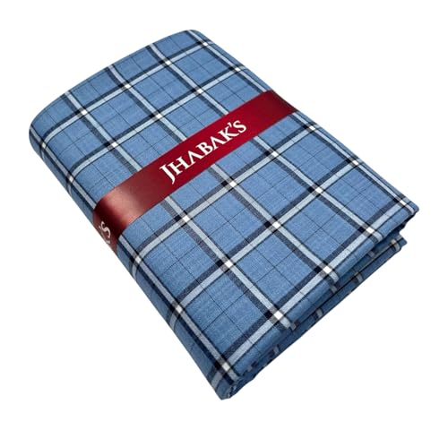 Image of JHABAK'S Cotton Blend Unstitched Checkered Fabric for Men - 2.35m Shirt Piece / 3m Kurta Piece - Width 36 Inches