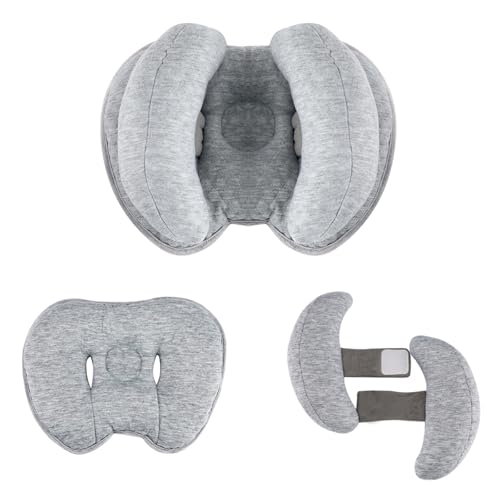 Blublu Park 2 in 1 Baby Support Pillow, Adjustable Banana Shape Baby Neck Head Travel Pillow Stroller Insert Cushion for Kids, Toddler, Gray