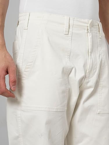 Image of Celio Men Beige Solid Regular Fit Cotton Trendy Cargo Casual Trousers