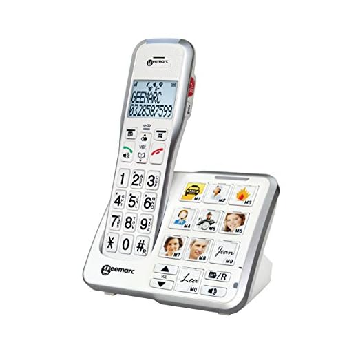 Geemarc Amplidect 595 Photo - Verstärktes Festnetztelefon mit Notruffunktion, starkem Klingelton und anpassbaren Fototasten für Senioren mit mittlerem bis starkem Hörverlust - Version DE