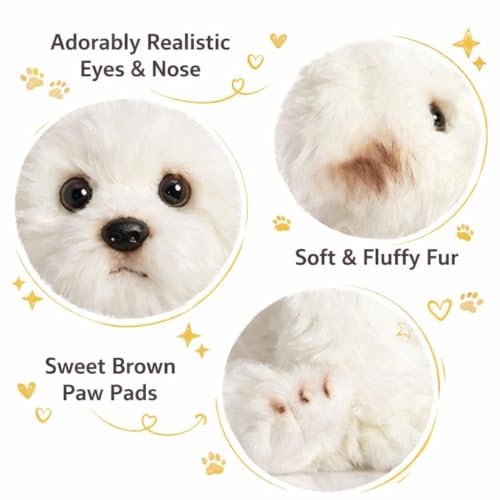 HollyHOME Maltese Stuffed Animal Realistic Maltese Dog Plush Toy Pet Gift for Kids 13 inches