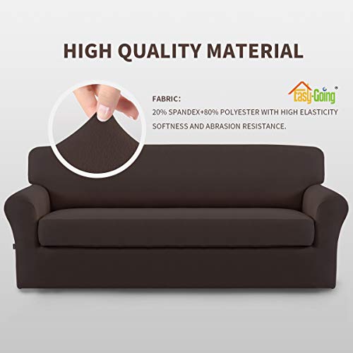image for Easy-Going 2 Pieces Microfiber Stretch Sofa Slipcover – Spandex Soft