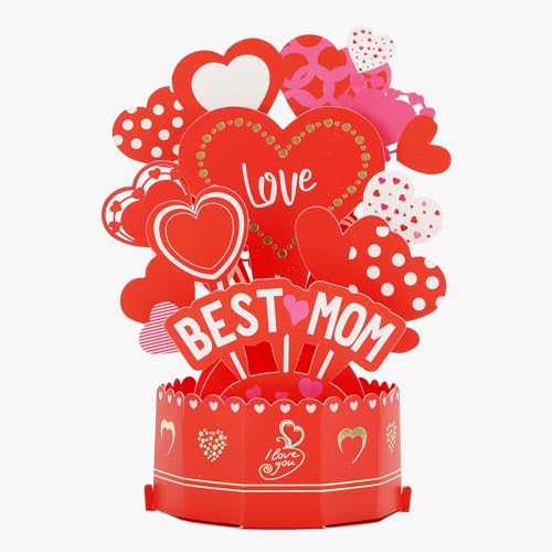 Best Mom Pop Up Card 3D Birthday Pop Up Card For Mom Love Heart Pop Up Card For Mother Anniversary Birthday Mother's Day Christmas Day Gift For Wife Grandma