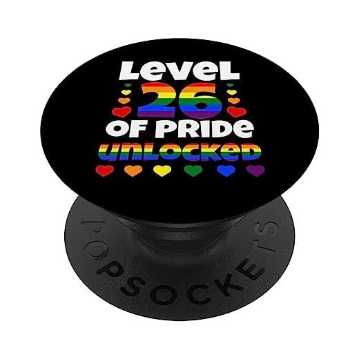 Nivel 26 de Orgullo Desbloqueado Rainbow LGBT 26 Cumpleaños PopSockets PopGrip Intercambiable